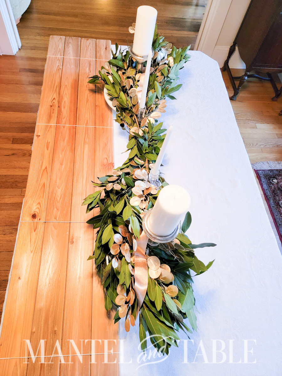 Grazing table view from above during setup