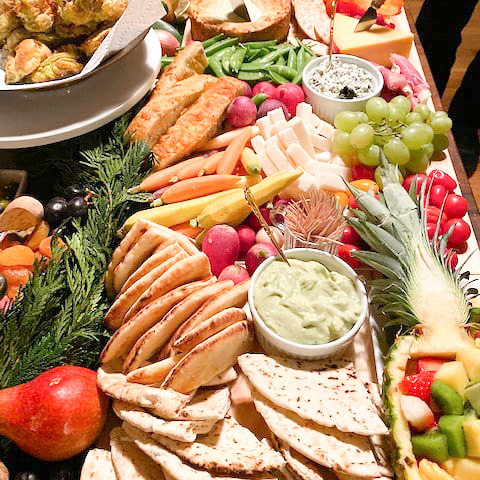 Grazing table with fruit and vegetables
