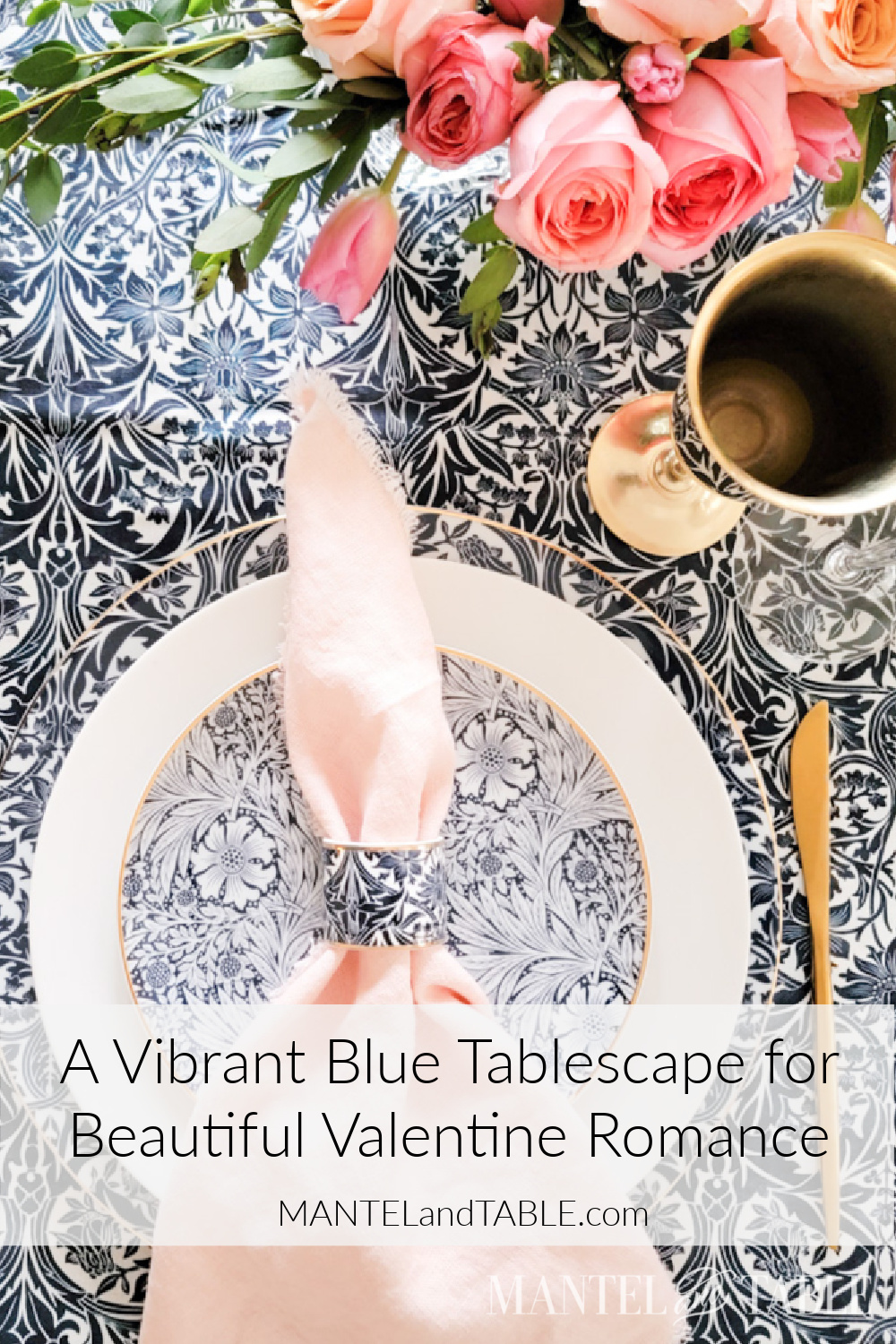 Blue Tablescape Pinterest banner