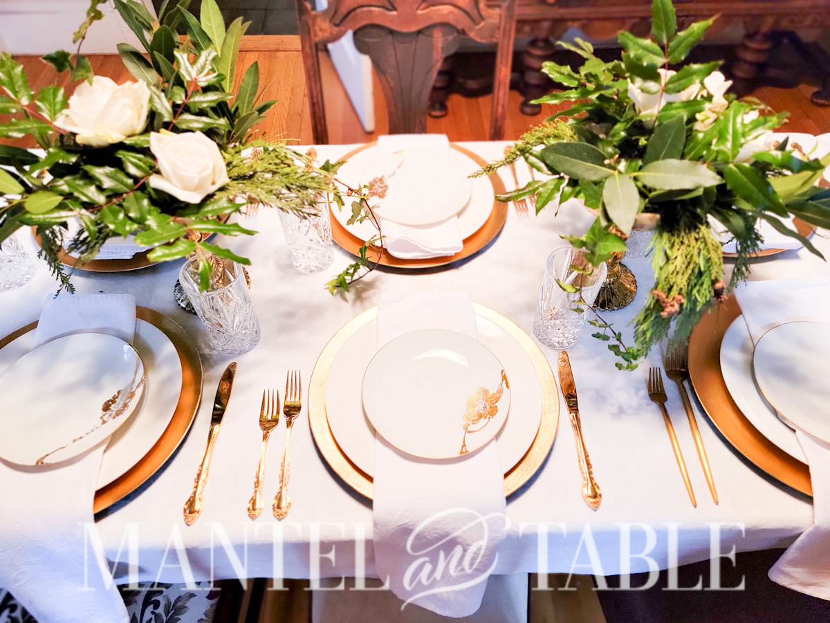 glamorous table setting from above