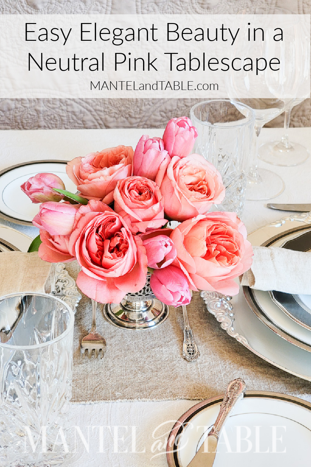 Neutral Pink Tablescape Pinterest banner