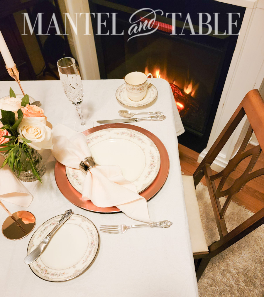 Table for two top view of place setting
