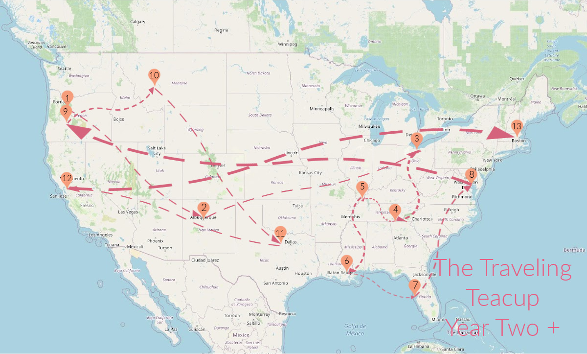 Traveling Teacup celebrates - US map of her travels