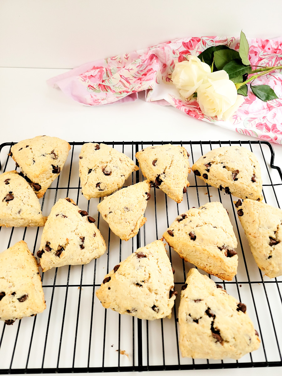 Cream scones cooling on rack