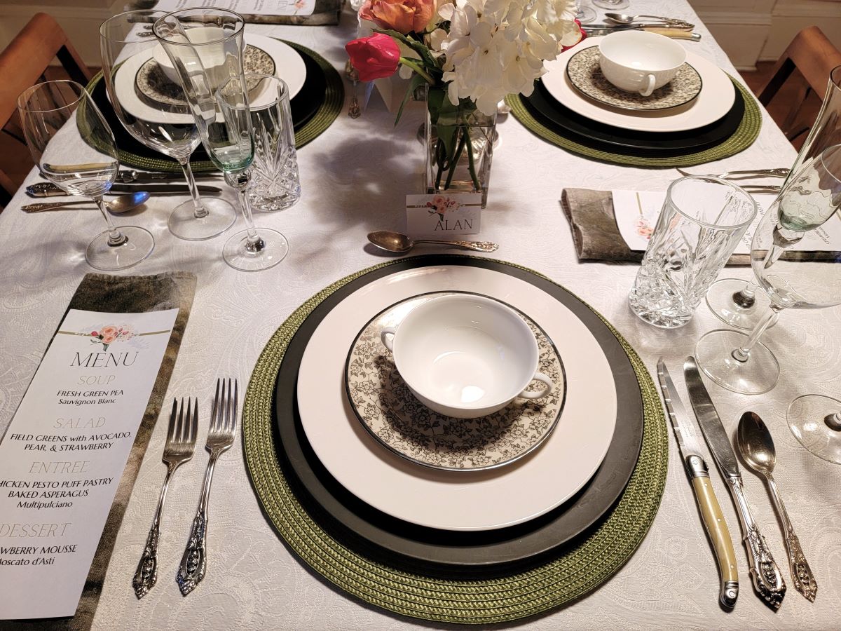 Pretty spring tablescape place setting