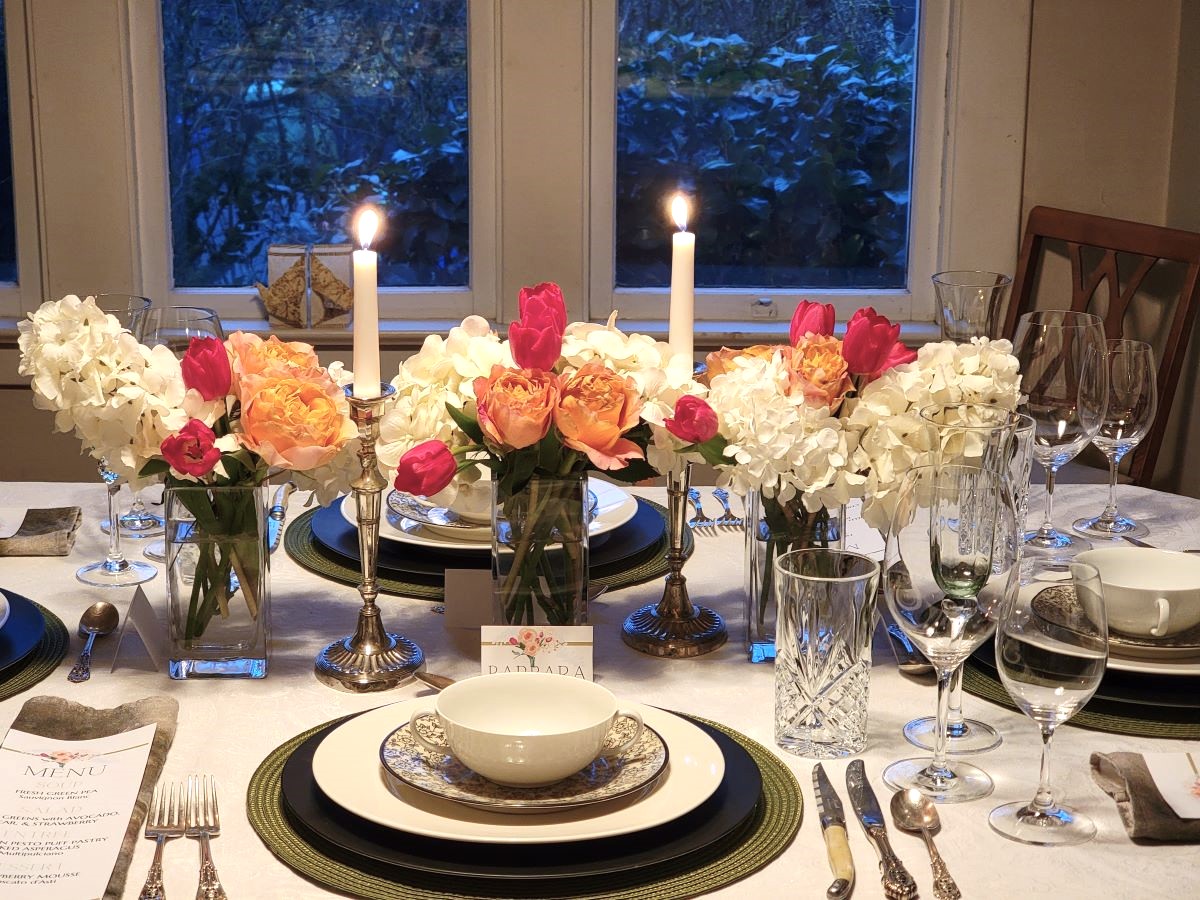 Pretty spring tablescape - side view
