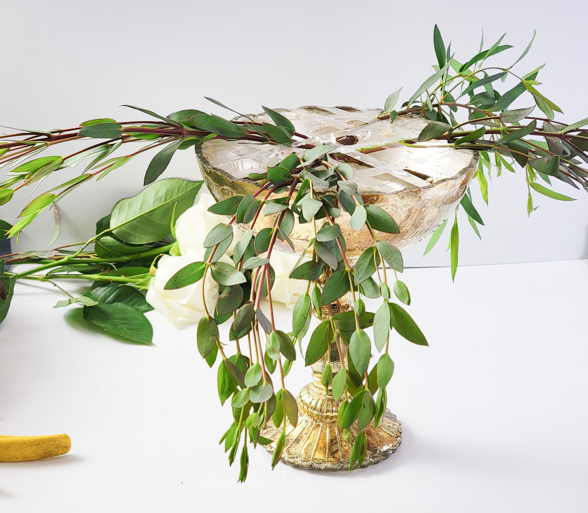 Greenery in vase for winter flower arrangement