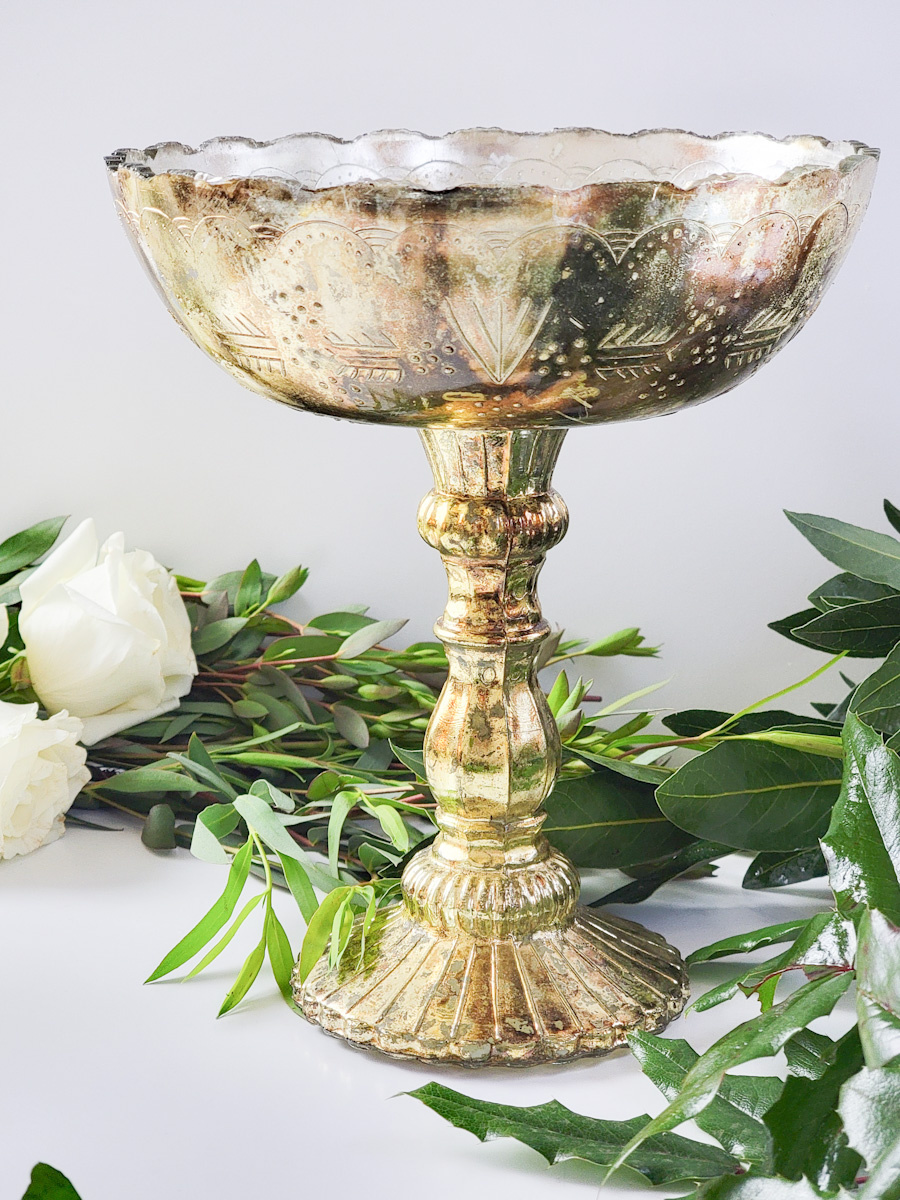 gold pedestal vase