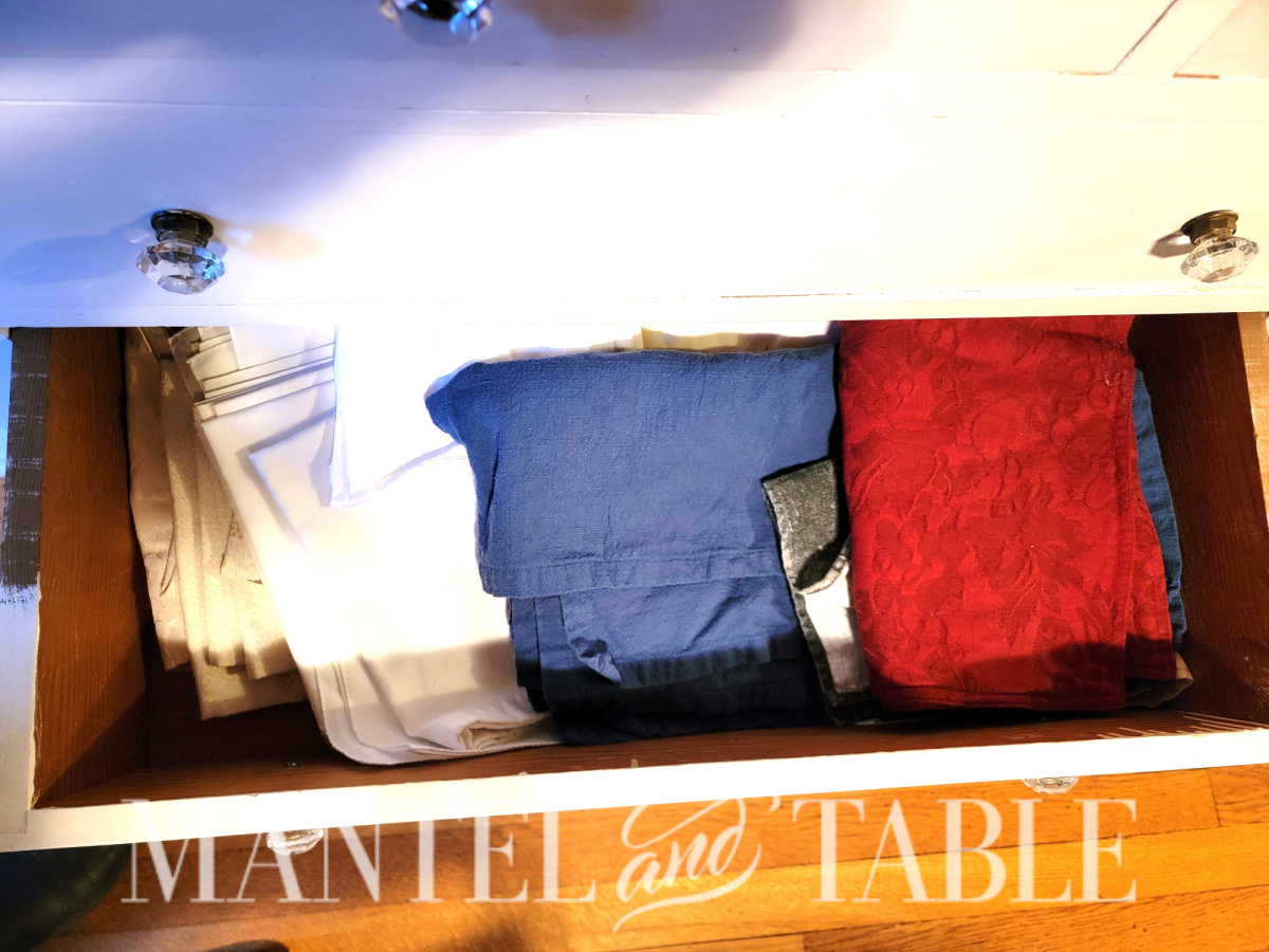 Messy linens in a drawer