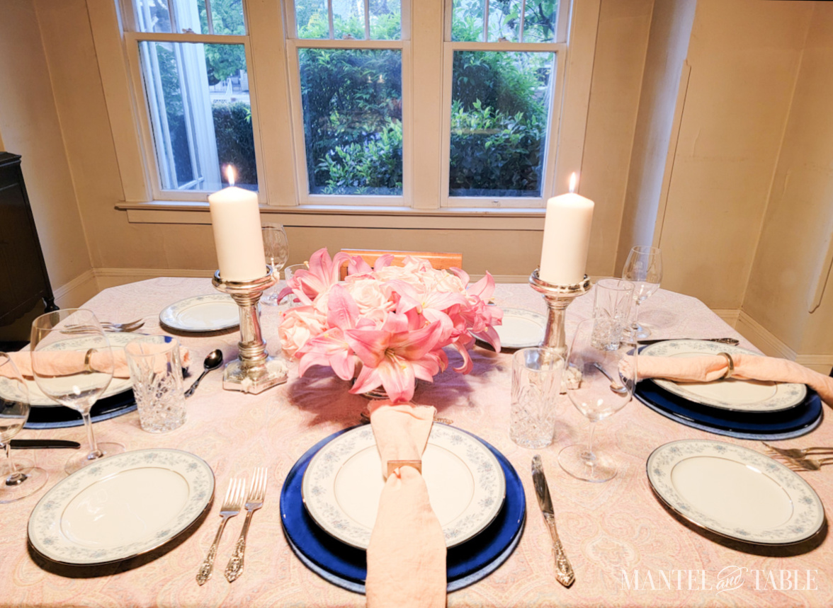 Set table in a dining room