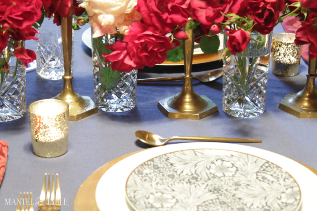 red white and blue table setting