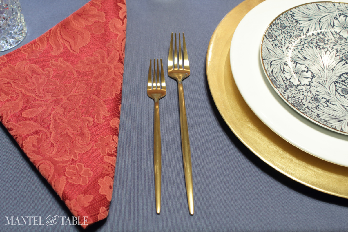 red white and blue table setting - red napkin closeup