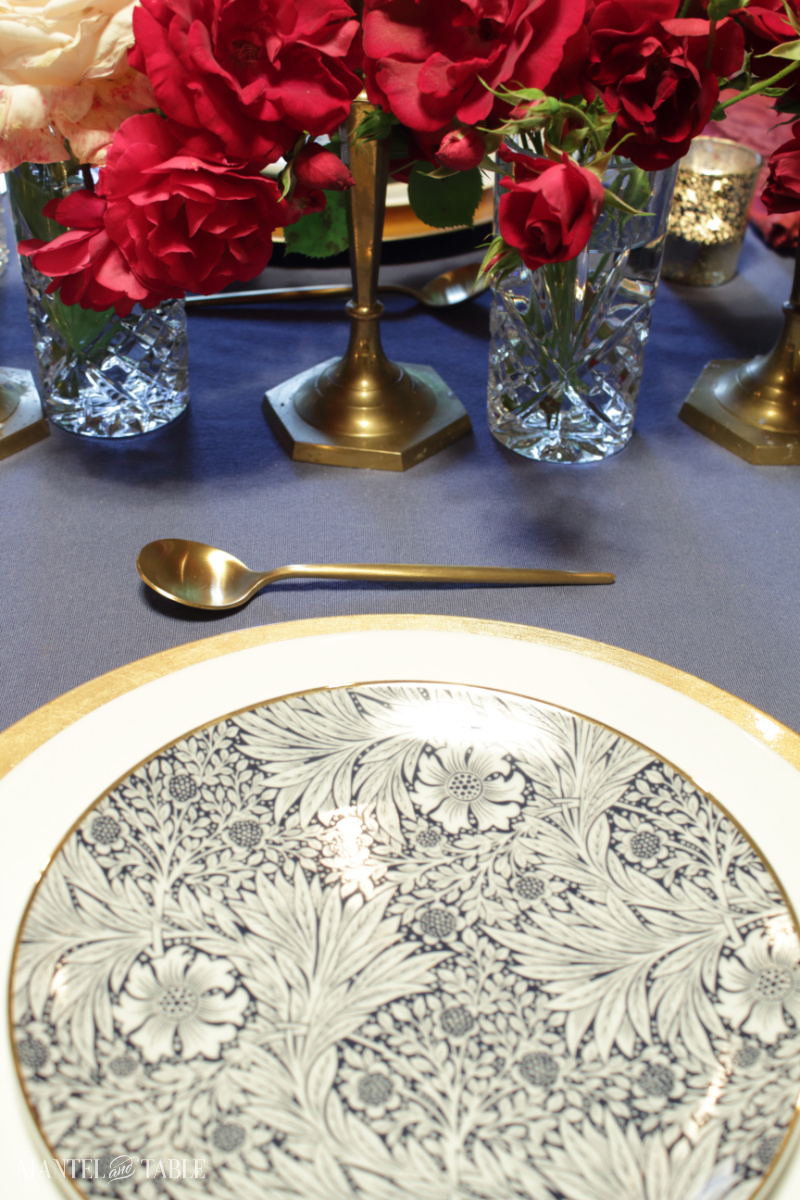 red white and blue table setting - closeup of plates