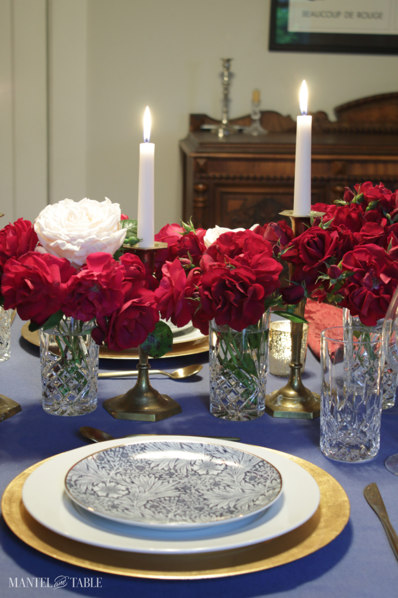 Red white and blue table setting