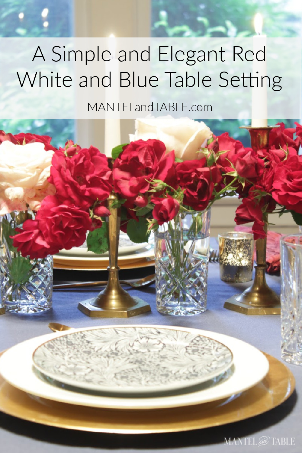 red white and blue table setting Pinterest banner
