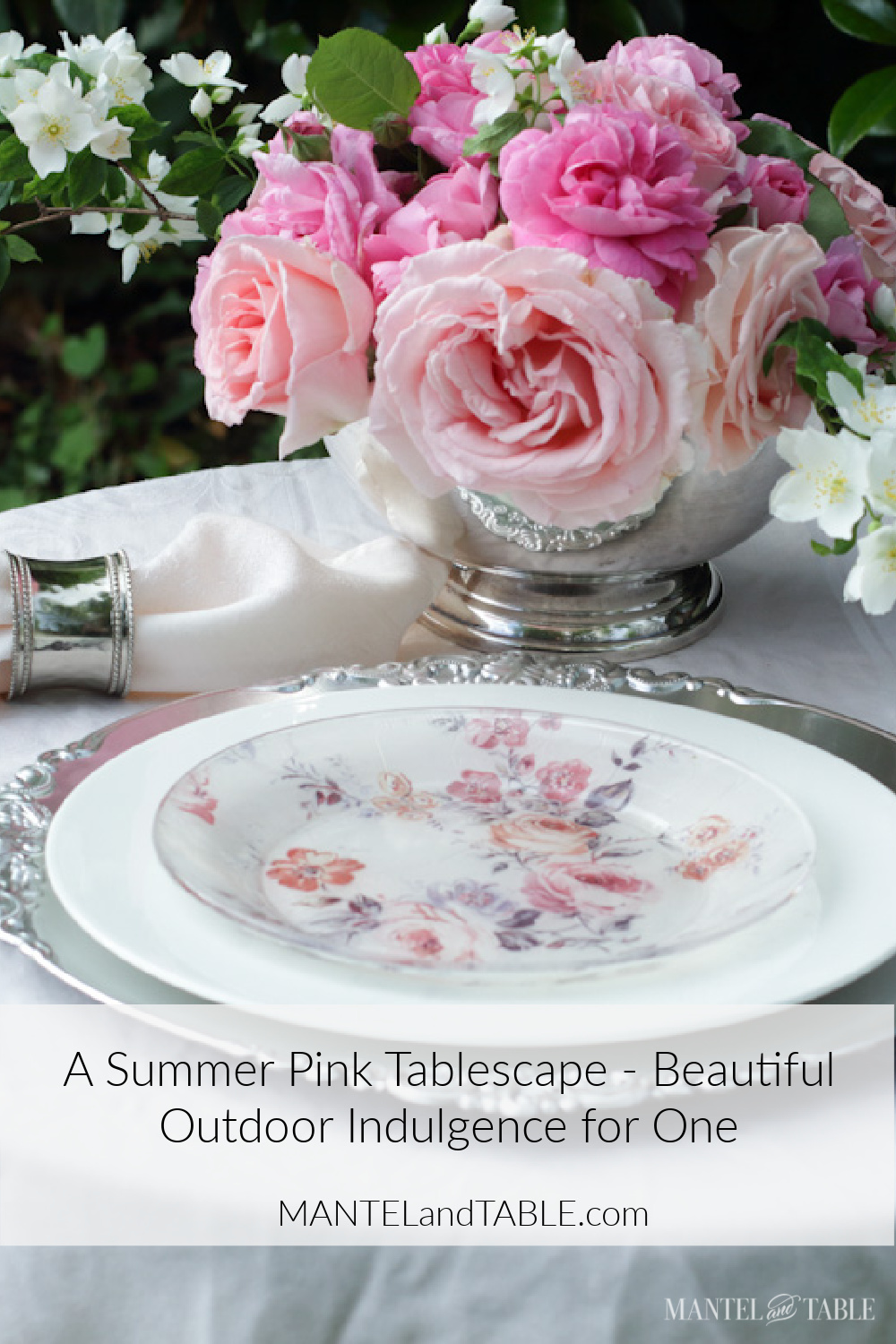 summer pink tablescape Pinterest banner