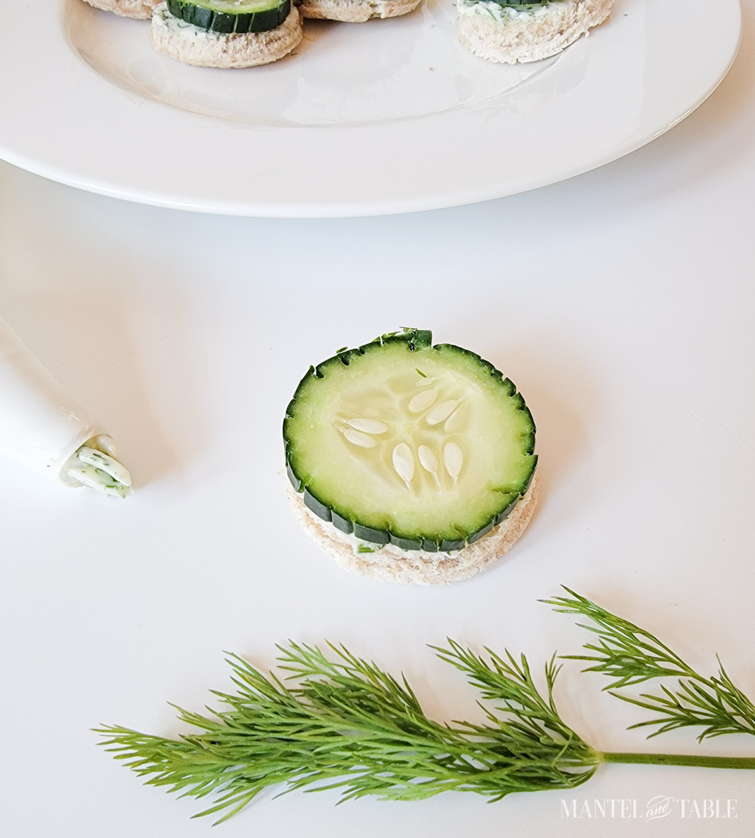 cucumber topped bread round
