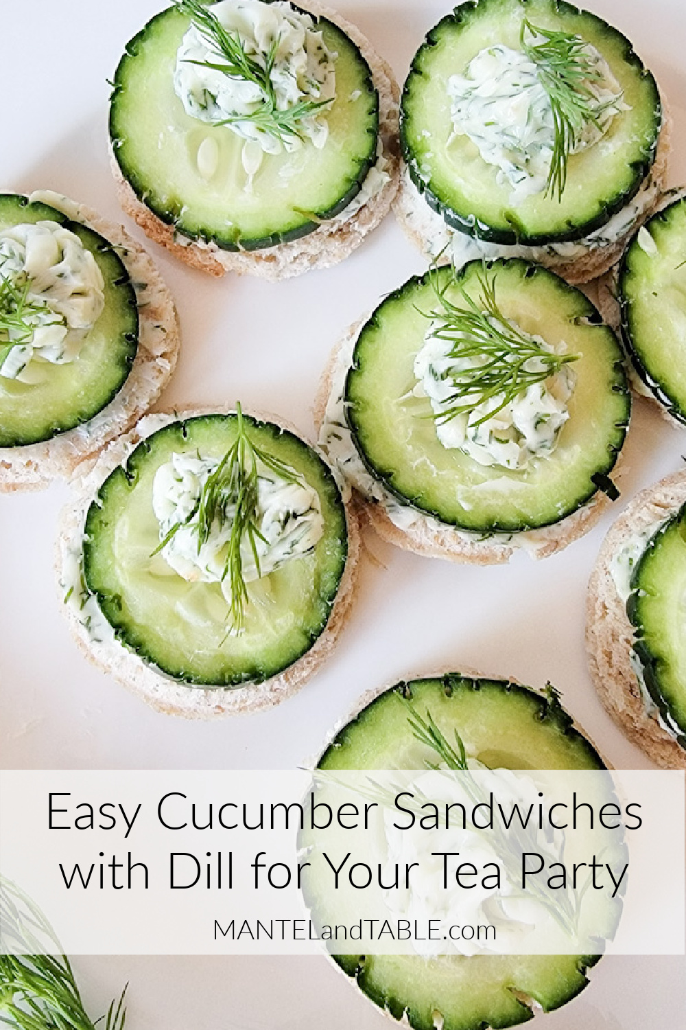 easy cucumber sandwiches on a plate Pinterest banner