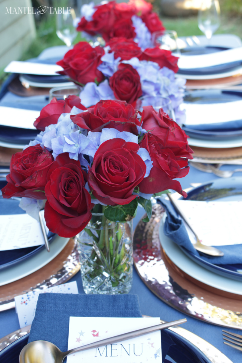 Festive stars printables Menu on dinner plate at table