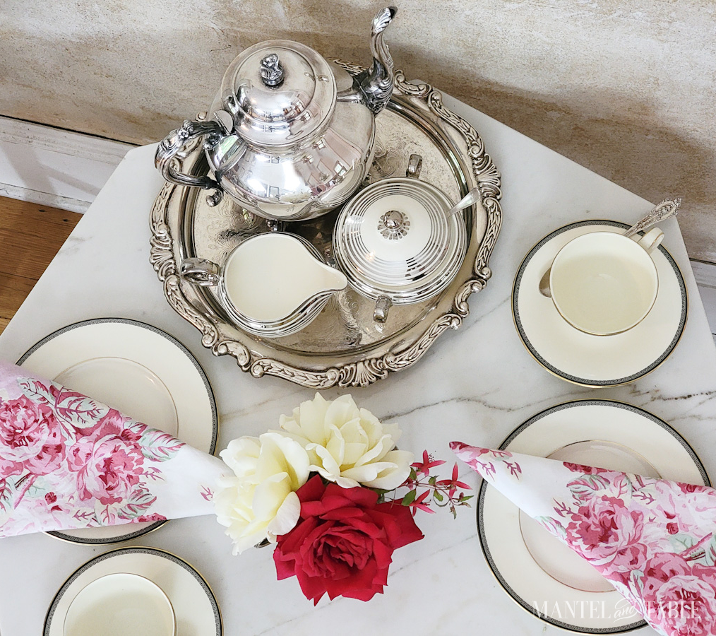 Afternoon tea table top view