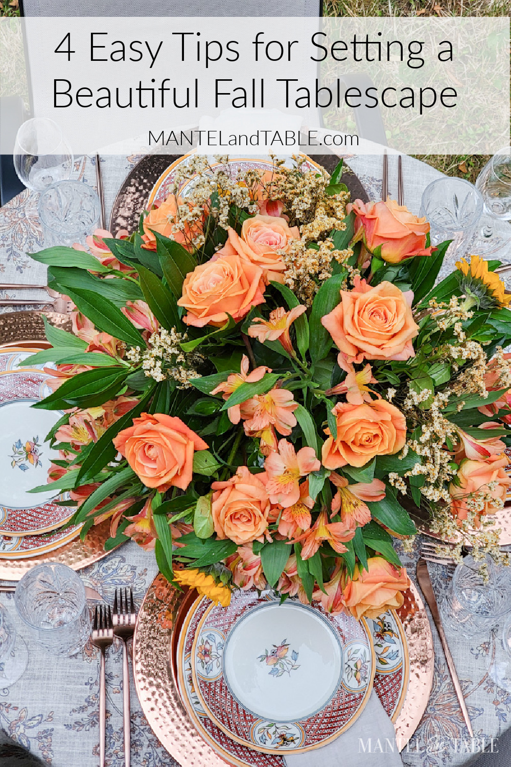 Beautiful fall tablescape Pinterest banner