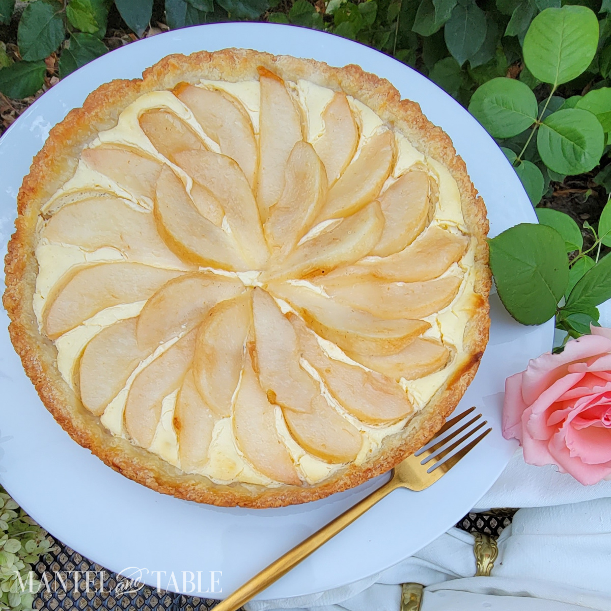 Pear tart from above