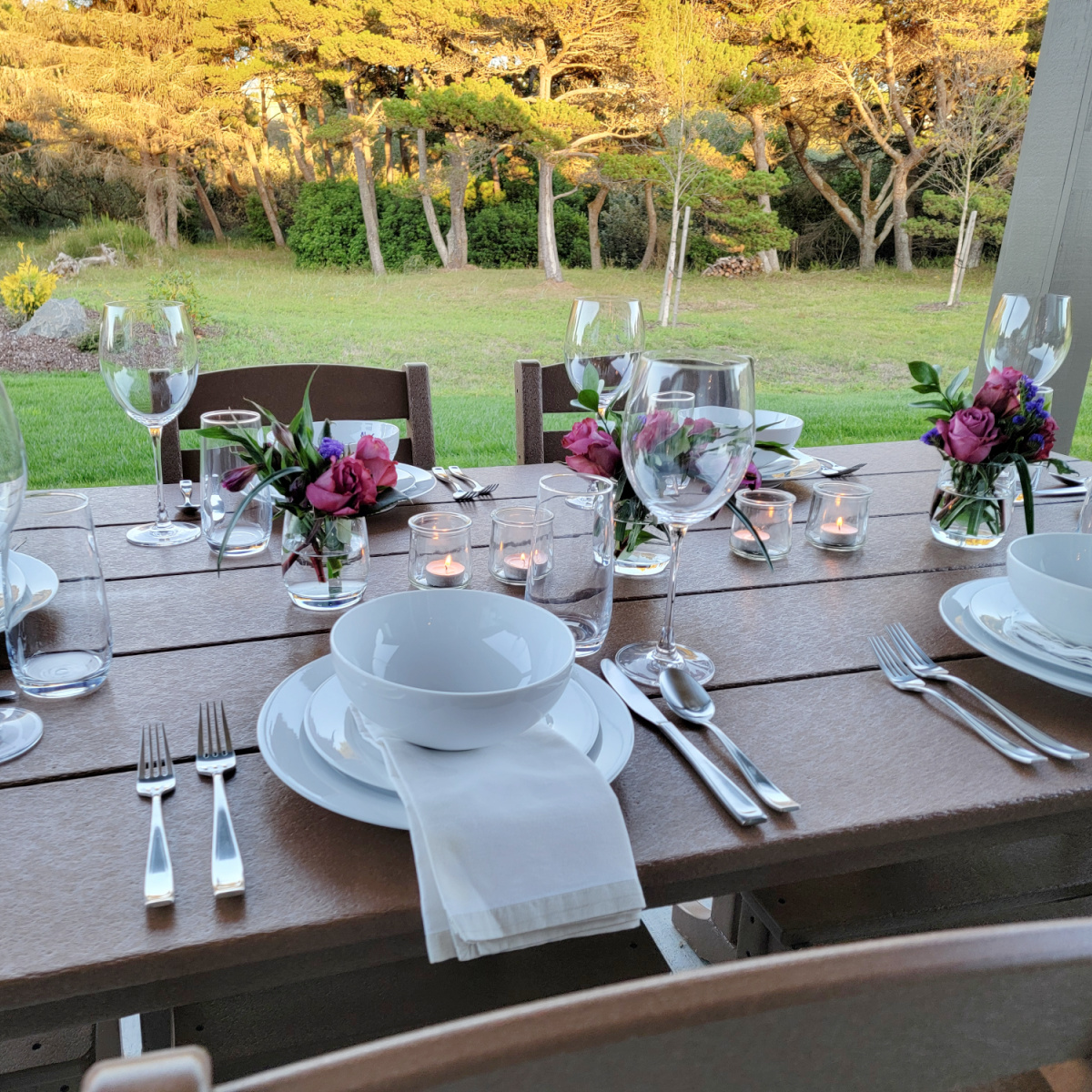 A Beautiful Sunset Tablescape in the Backyard – with Surprise Visitors!